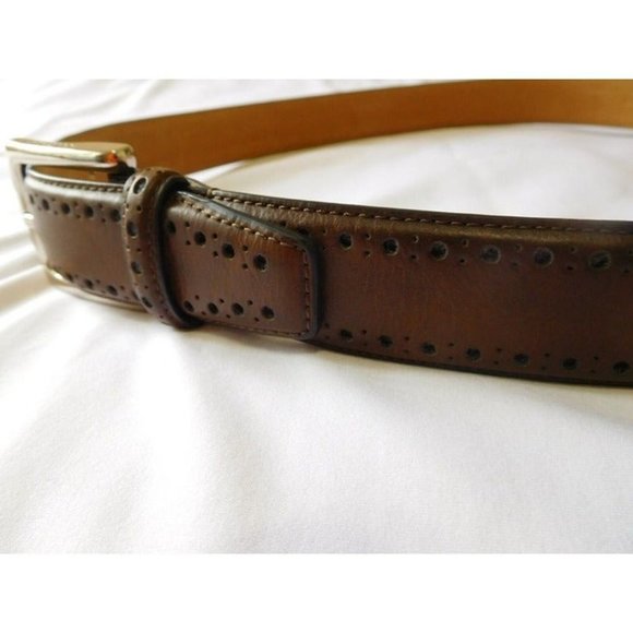 Cole Haan Mens CHOCOLATE Brown Belt Size 42 Perforated New Man Made Material - Picture 8 of 8